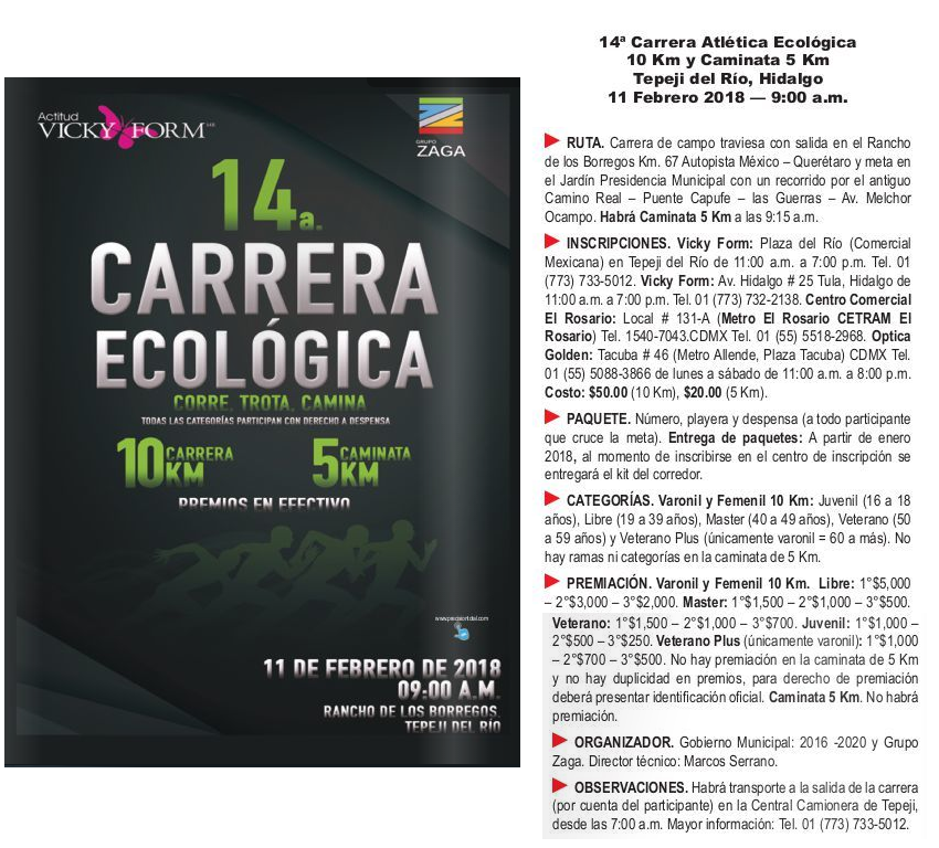 CARRERA ECOLOGICA VICKY FORM 2018