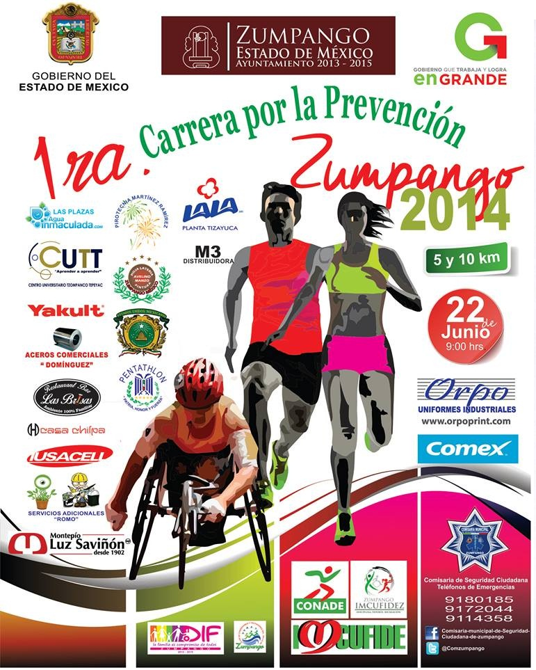 1a.CARRERA 10 km. POR LA PREVENCION 1a. CARRERA  10 KM. ZUMPANGO