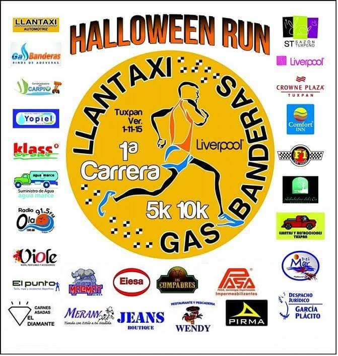 1a CARRERA 5 K Y 10 K DE HALLOWEEN 2015 LLANTAXI, GAS BANDERA, EL PUNTO