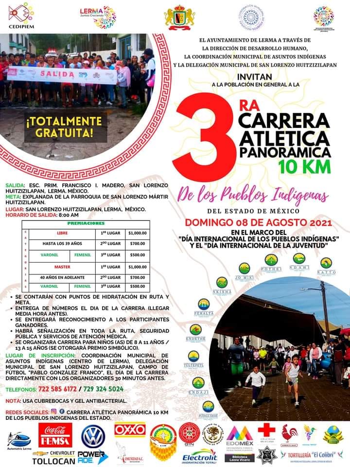 3a CARRERA ATLETICA PANORAMICA 10km. D e Los Pueblos Indigen...