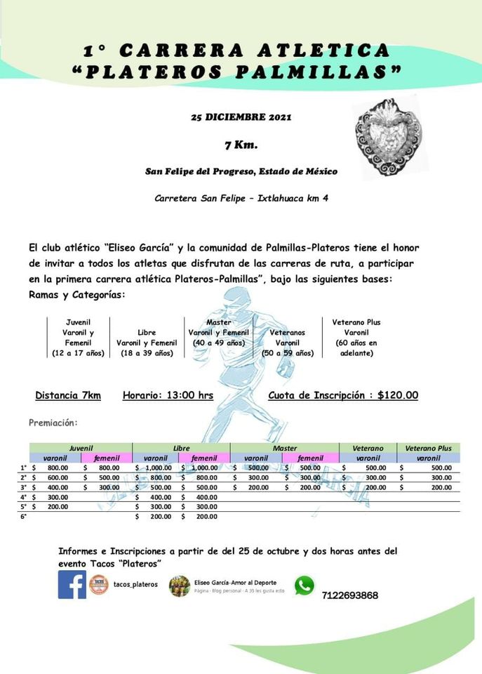 1a.CARRERA ATLETICA PLATEROS PALMILLAS 7K  SAN FELIPE DEL PR...
