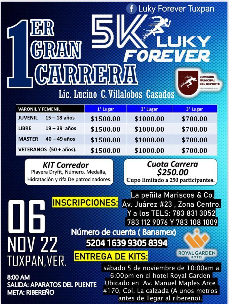 1a. GRAN  CARRERA LUKY FOREVER  5K TUXPAN VERACRUZ   6 DE NO...