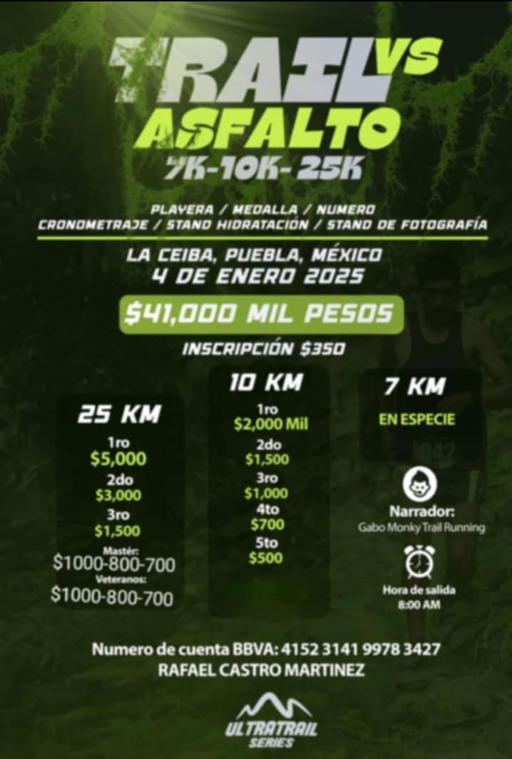 1ER TRAIL  vs ASFALTO 2025  TRAIL 7K 10K  Y 25 K LA CEIBA PU...